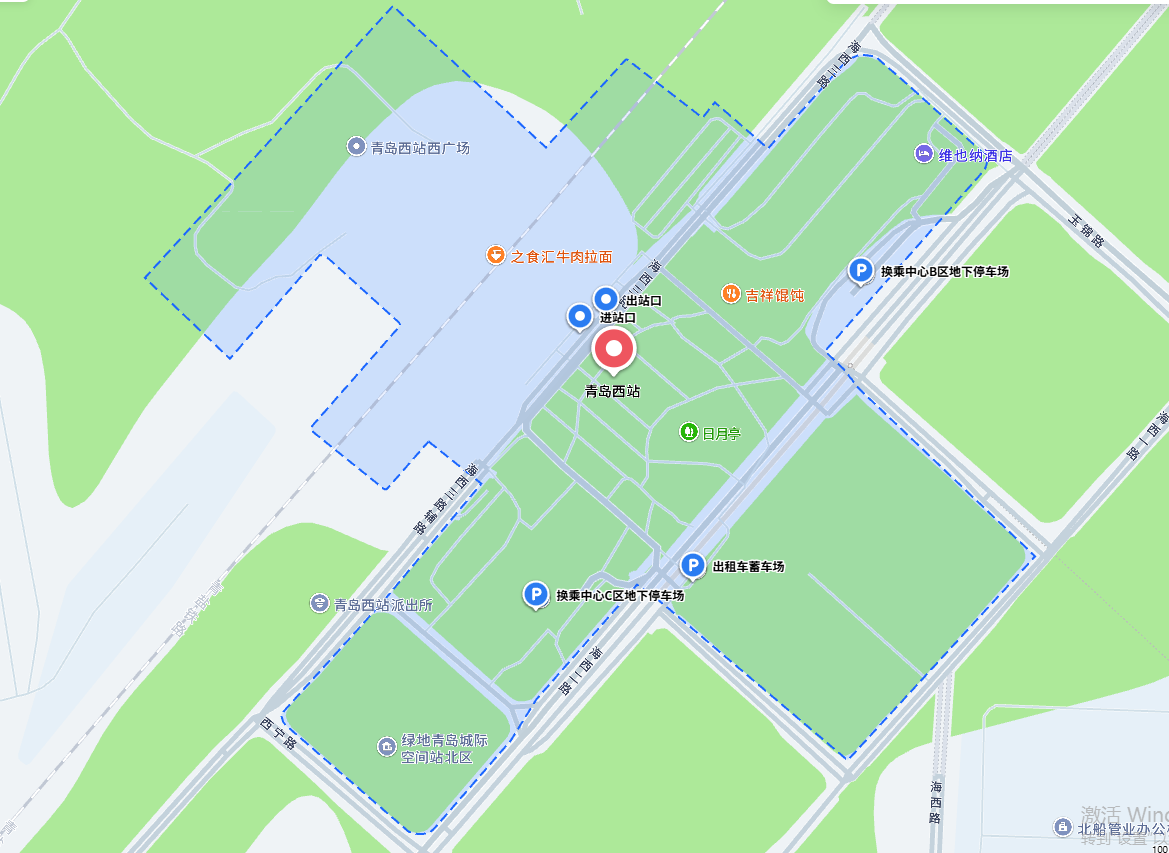 青岛西站高德地图截图